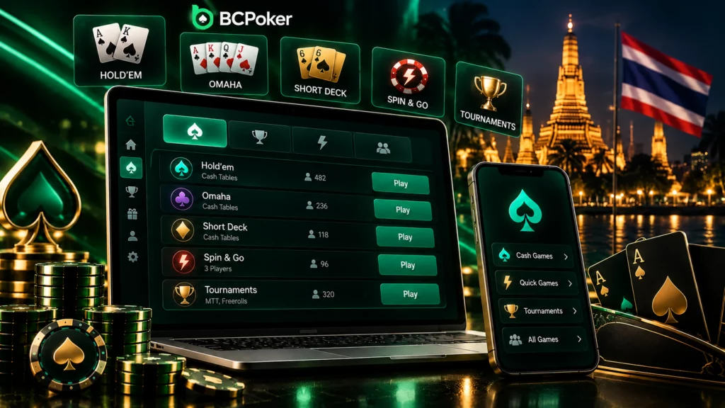 BCPoker Thailand poker format lobby
