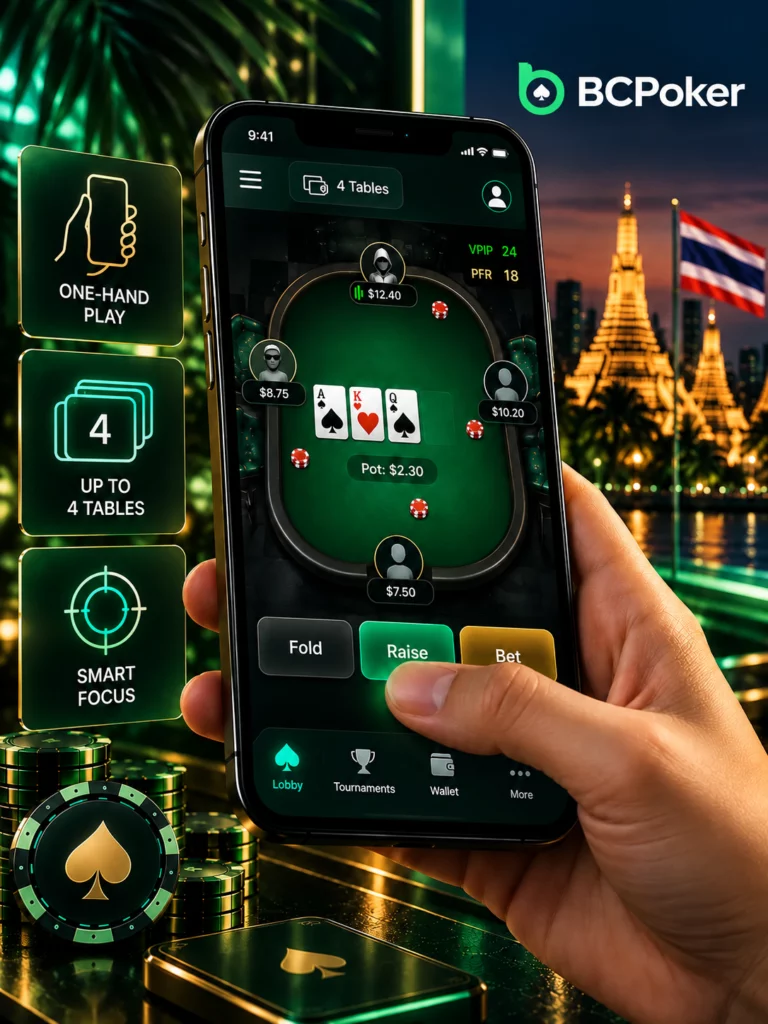 BCPoker Thailand mobile navigation